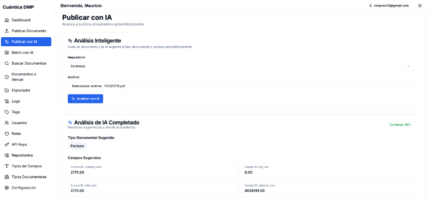 Análisis con Inteligencia Artificial — Cuántica DMP